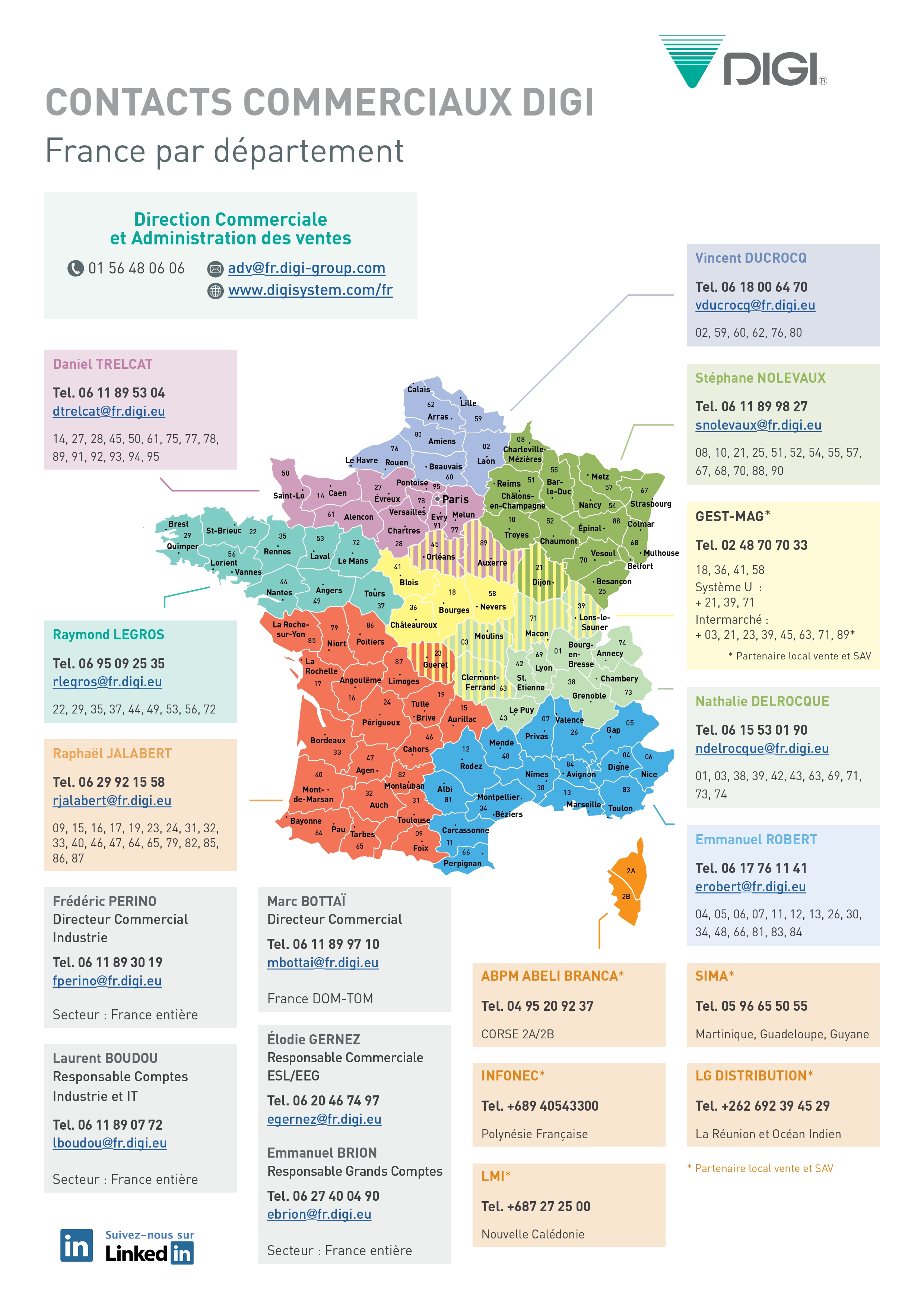 CONTACTS COMMERCIAUX DIGI France par département